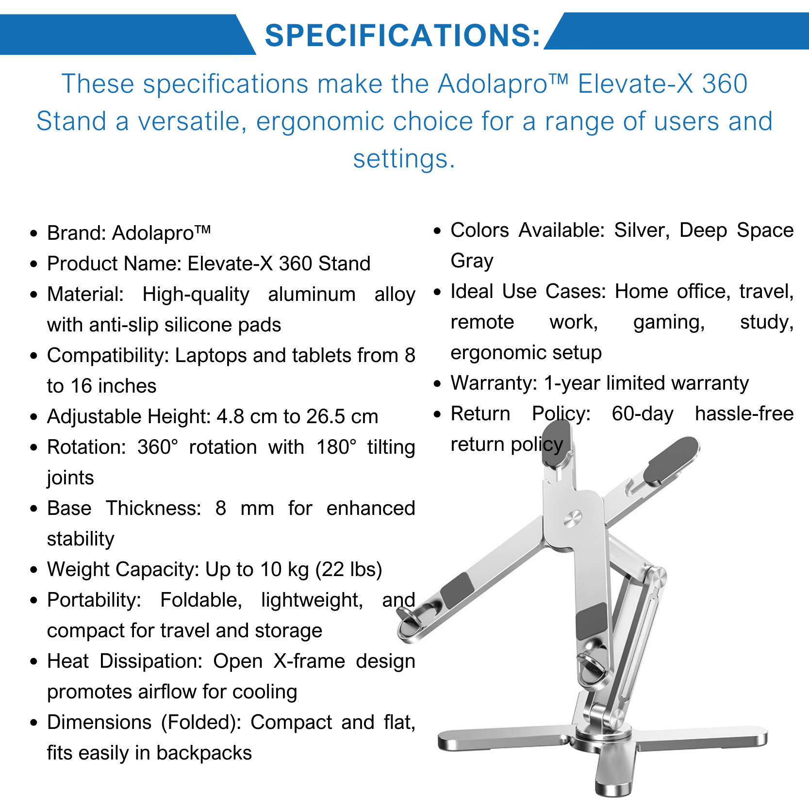 Adolapro™ Elevate-X 360 Stand