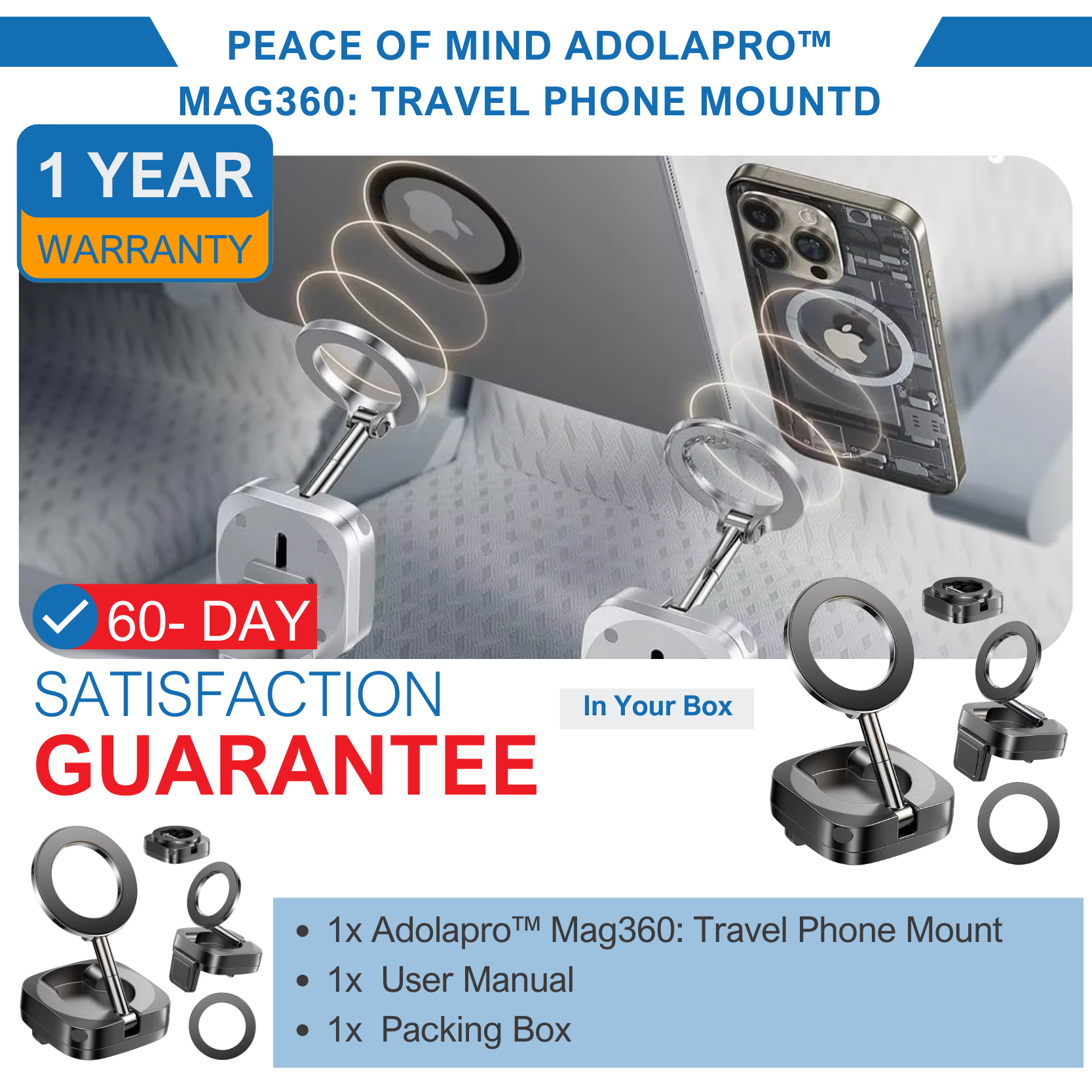 Adolapro™ Mag360: Travel Phone Mount