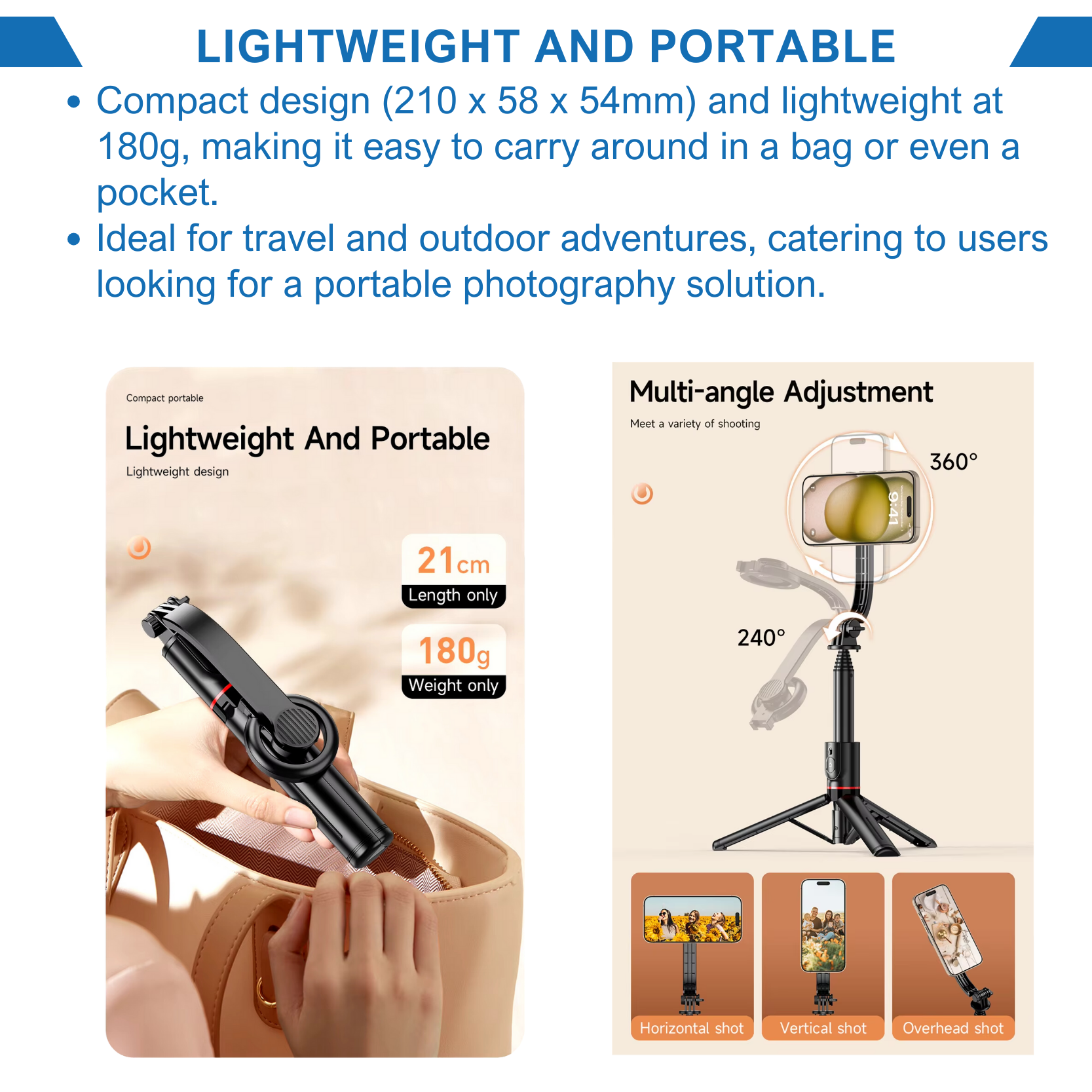 Adolapro™ Snap360 – Magnetic Selfie Tripod