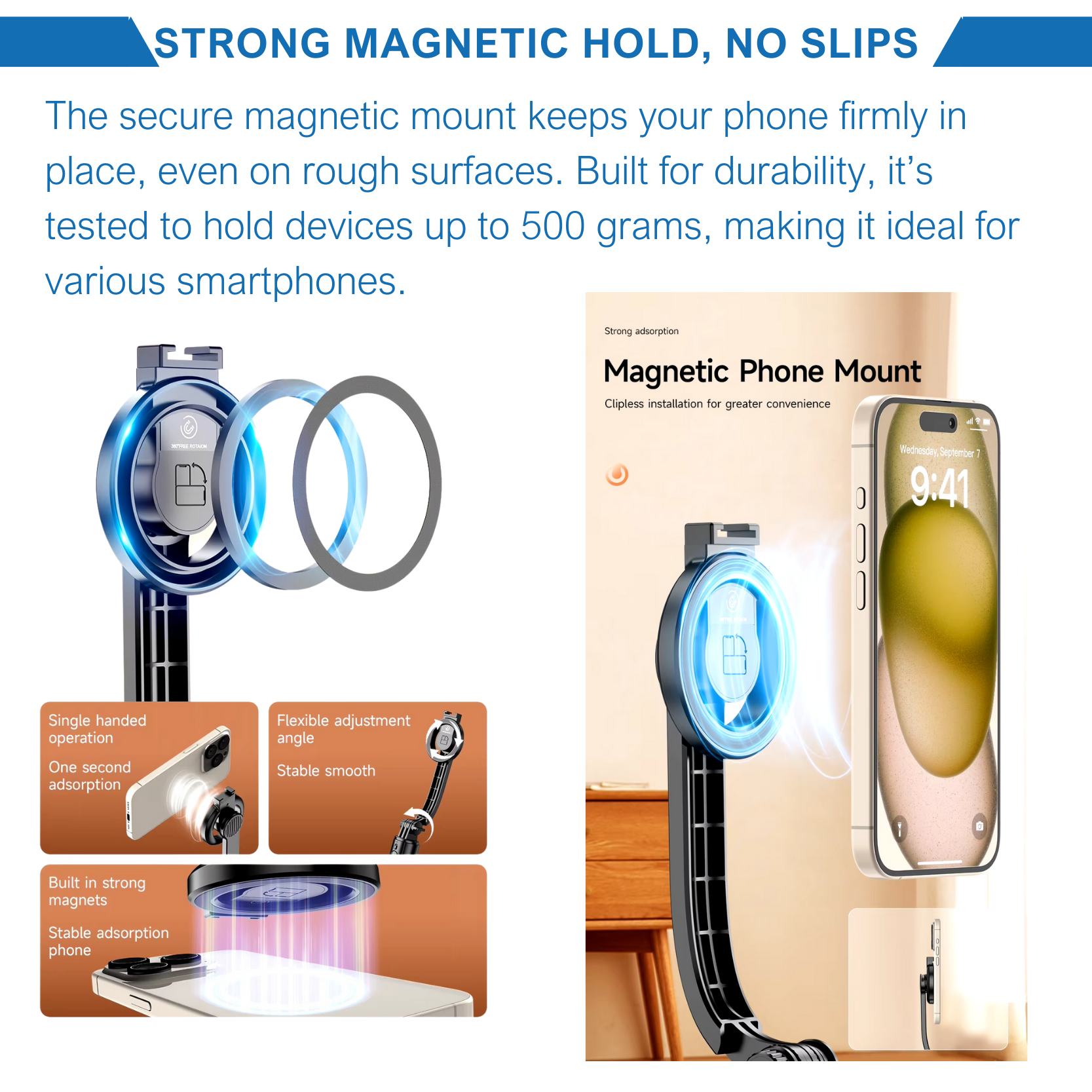 Adolapro™ Snap360 – Magnetic Selfie Tripod