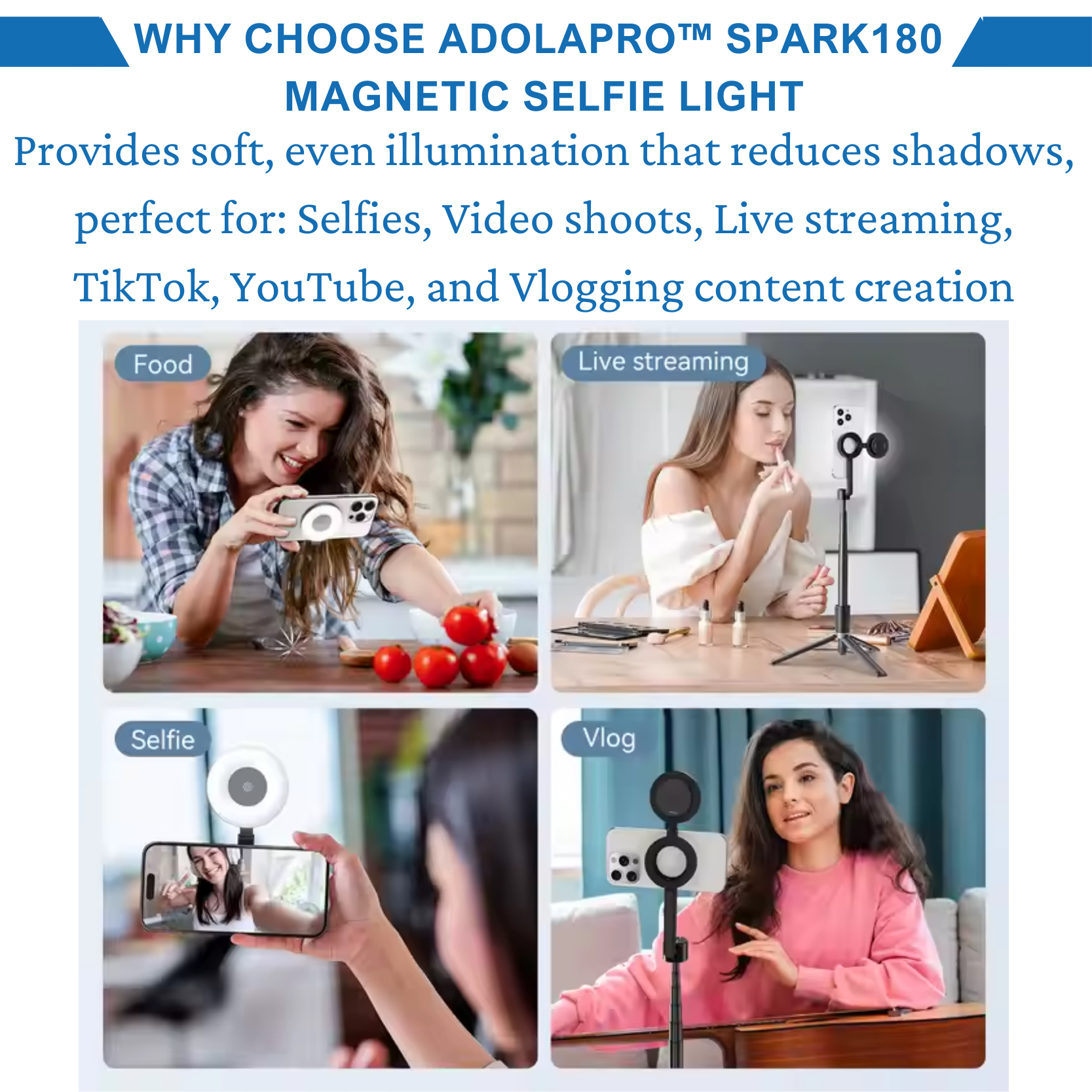 Adolapro™ Spark180 Magnetic Selfie Light